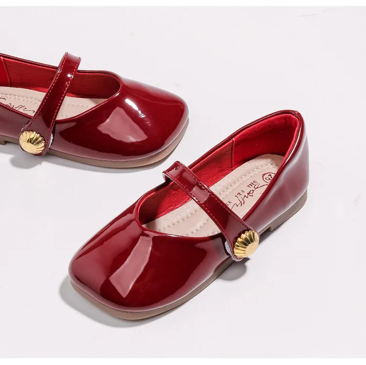 Zapatos Niña Girl Leather Shoe New Red Princess Shoes Summer Flat Sole Single Shoe Mary Jane Shoe Lolita Shoes Girl Kids Shoes