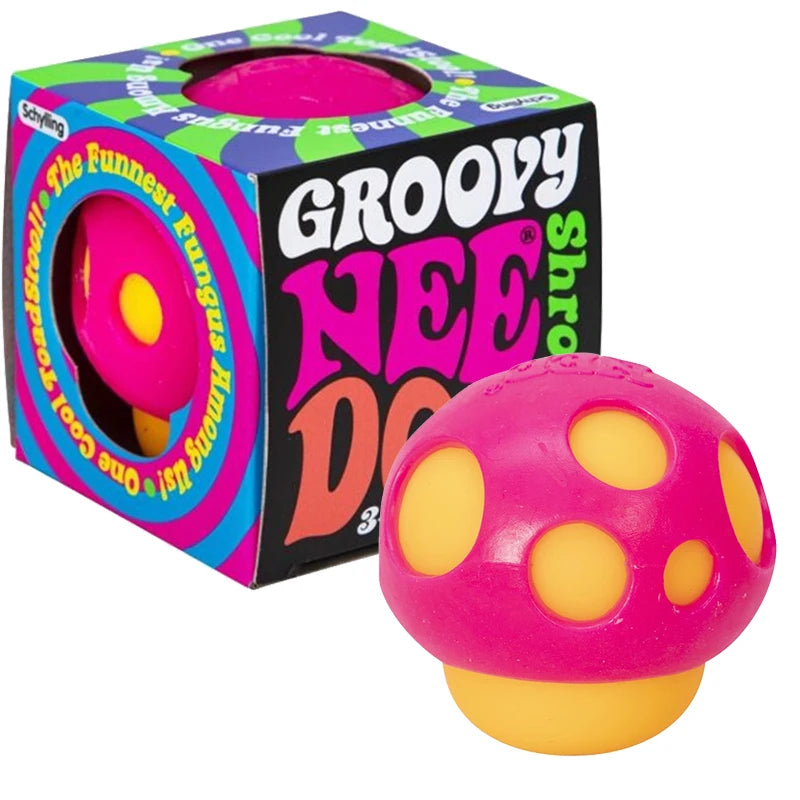 Needoh Groovy Shroom Squishy Fidget Toy Retro Mushroom Soft Stress Ball Non-toxic Anxiety Relief Calm Down Desk Accompany Toy