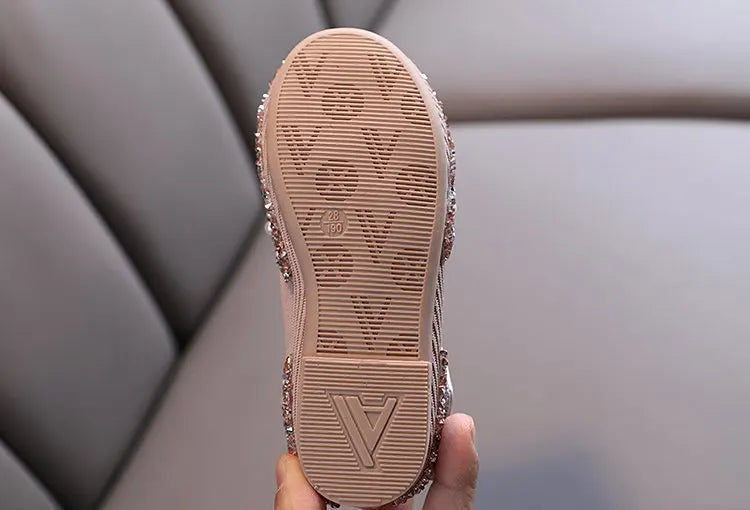 Princess Shoes for Girls Green Pink Party Wedding Luxurious Glitter 21-36 Kids Single Shoe Summer Spring Fashion Girl's Flats
