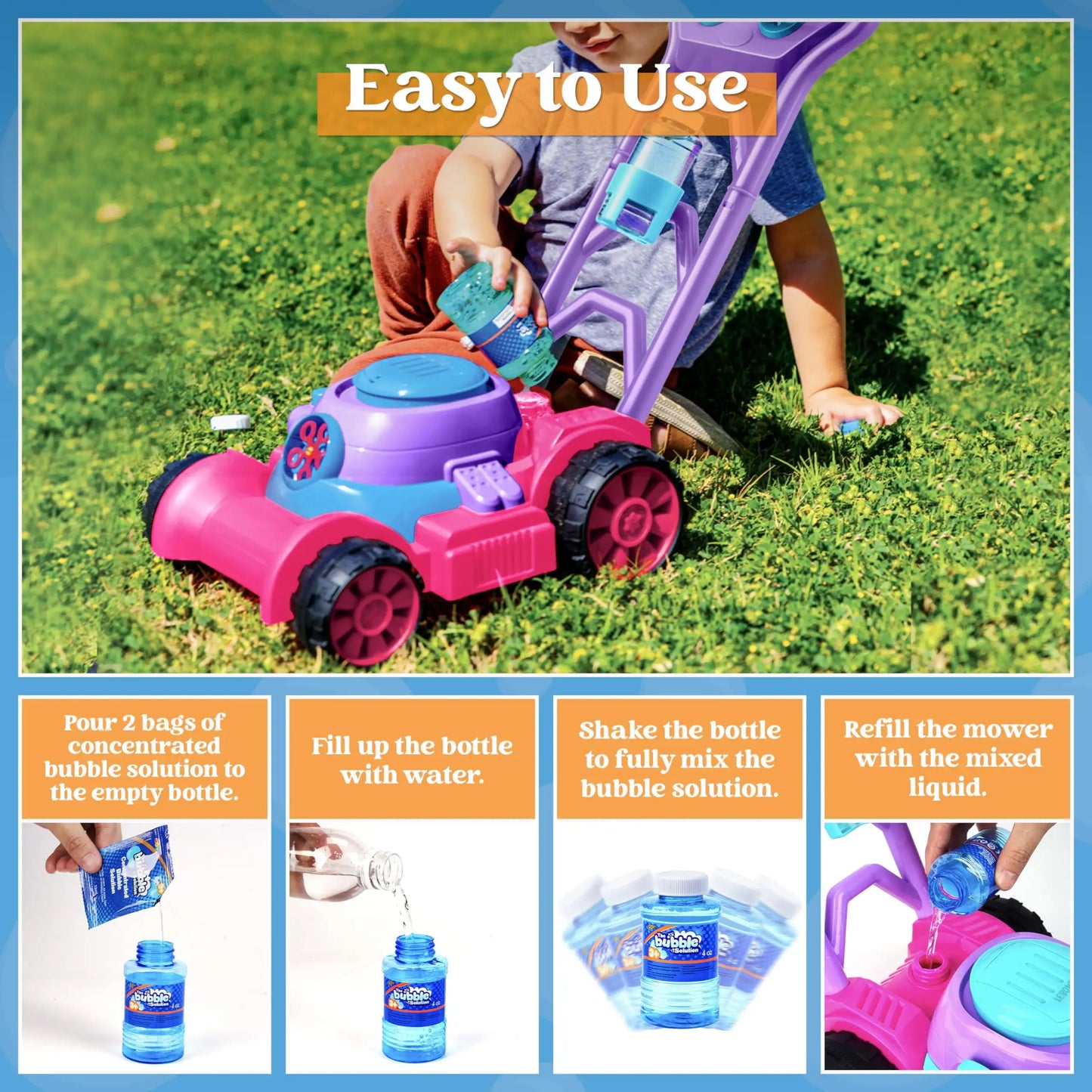 JOYFY Bubble Lawn Mower Bubble Machine Summer Outdoor Toys