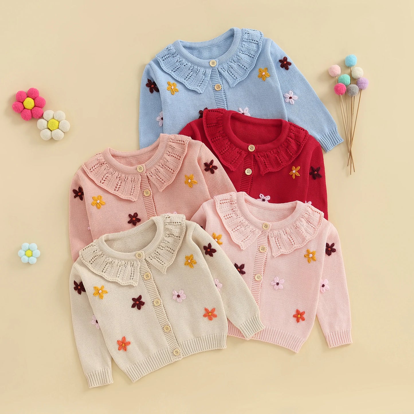 Victoria Flower Button Down Long Sleeve Sweater
