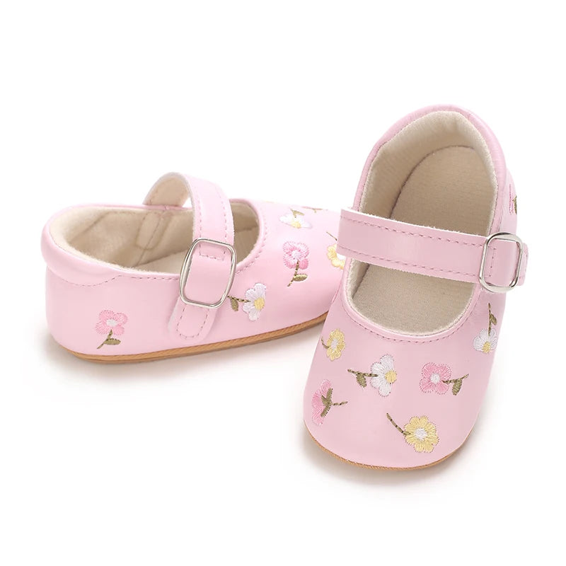 Spring And Autumn Baby Girl's Walking Shoes Anti Slip One Year Old Soft Soled Baby Shoes Princess Shoes Single Shoes