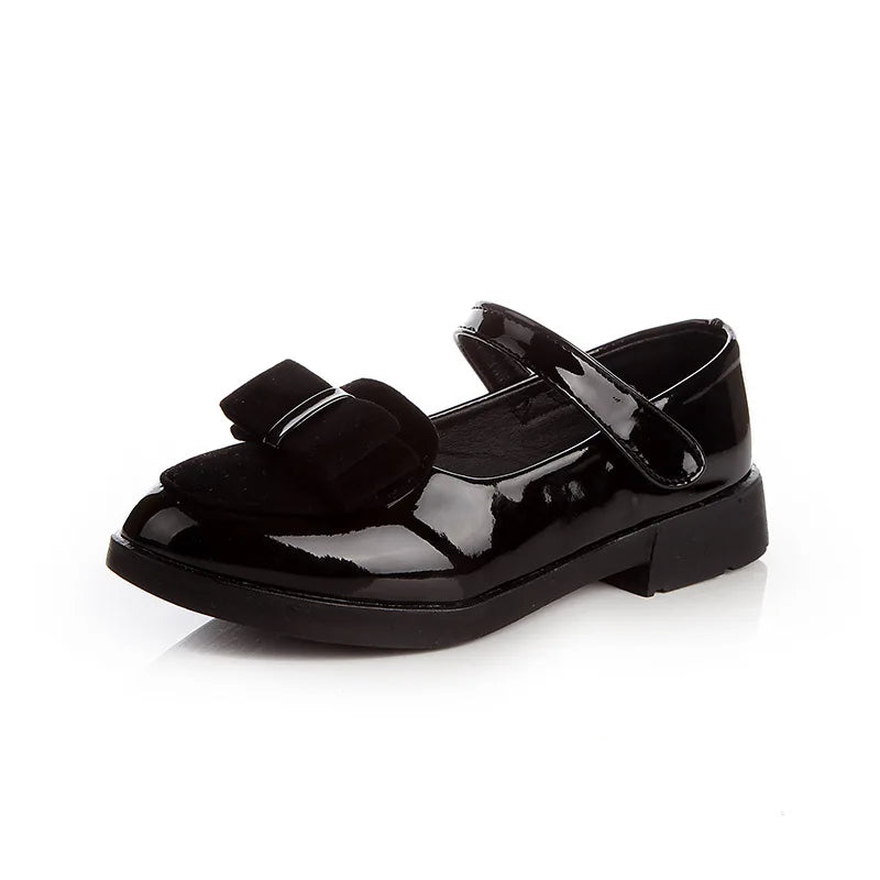 Girl Princess Leather Shoes PU Casual Baby Black Red Girls Fashion Brand Glossy Dance Shoes