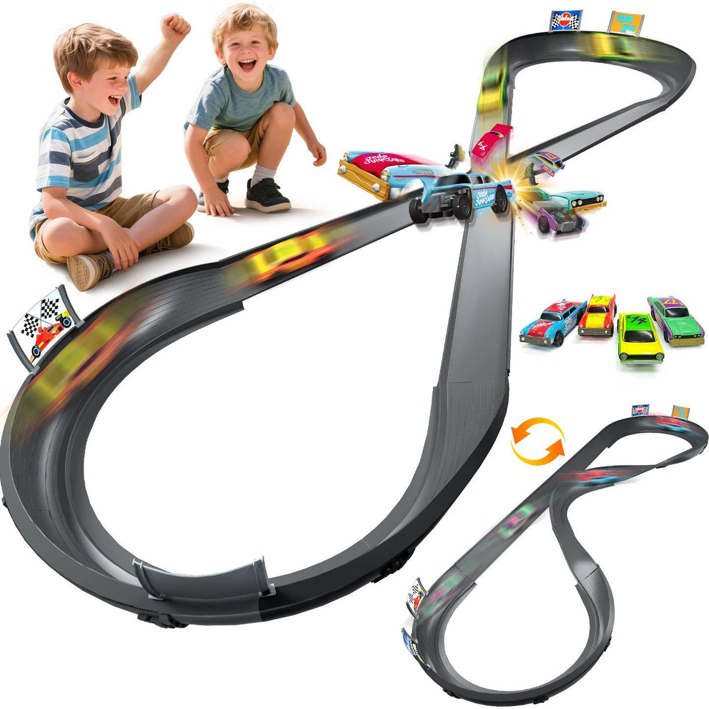 VATOS CRASH RACERS Track Speed Collision Racing Car Set Rechargeable Cars
