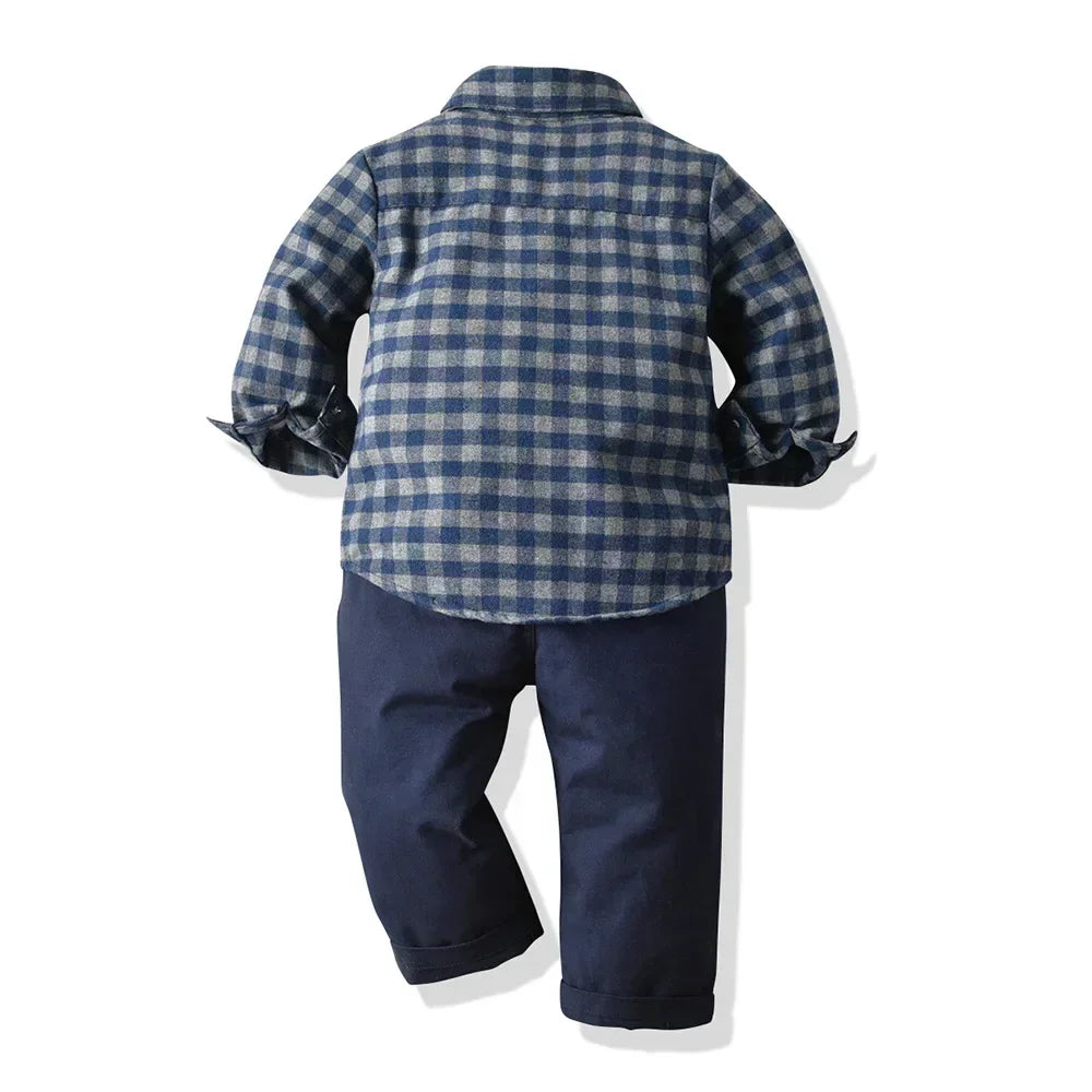Plaid Pants Set for Boys 0 to 3Y with Bow Tie