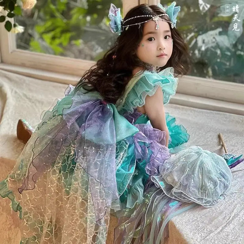 Girls' Mermaid - Style Flower Girl Dress, Popular Fairycore Tulle Gown Dress