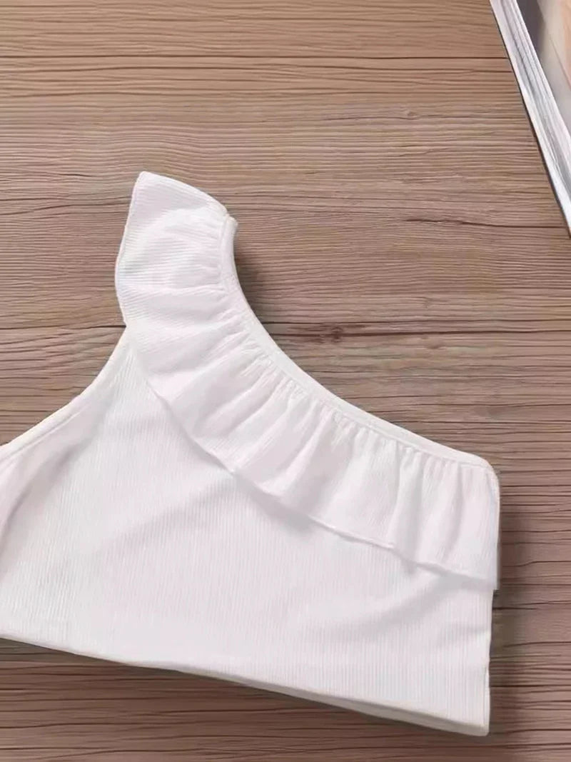 Miguelina Camisole Ruffled One shoulder Tops