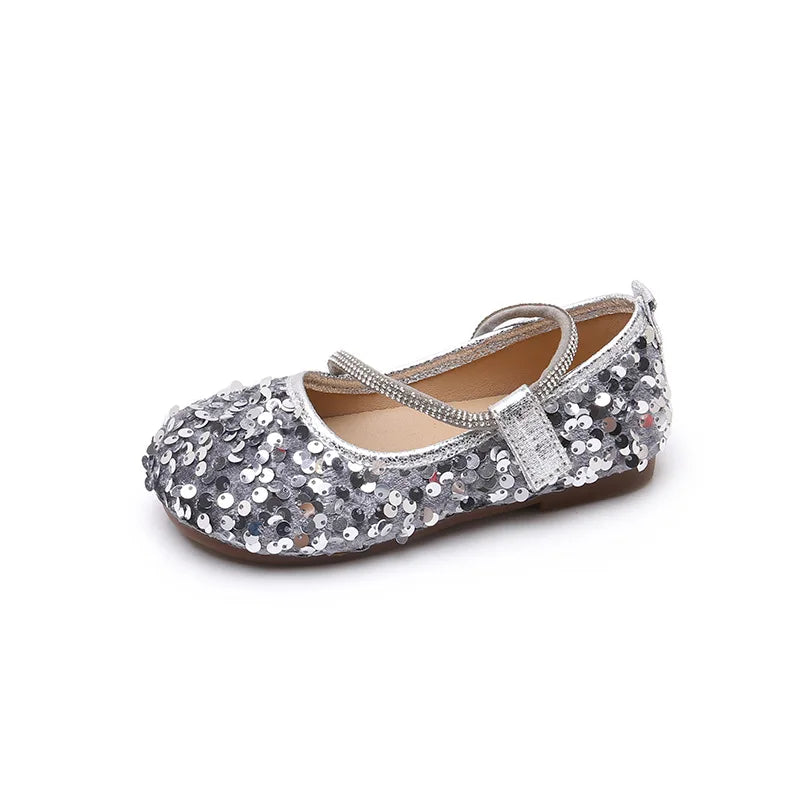 Fashion Girl Shoe 2025autumn New Sequined Princess Shoe Sweet Girl Party Dresses Soft Sole Kid Shoes Women Shoes Designer Shoes