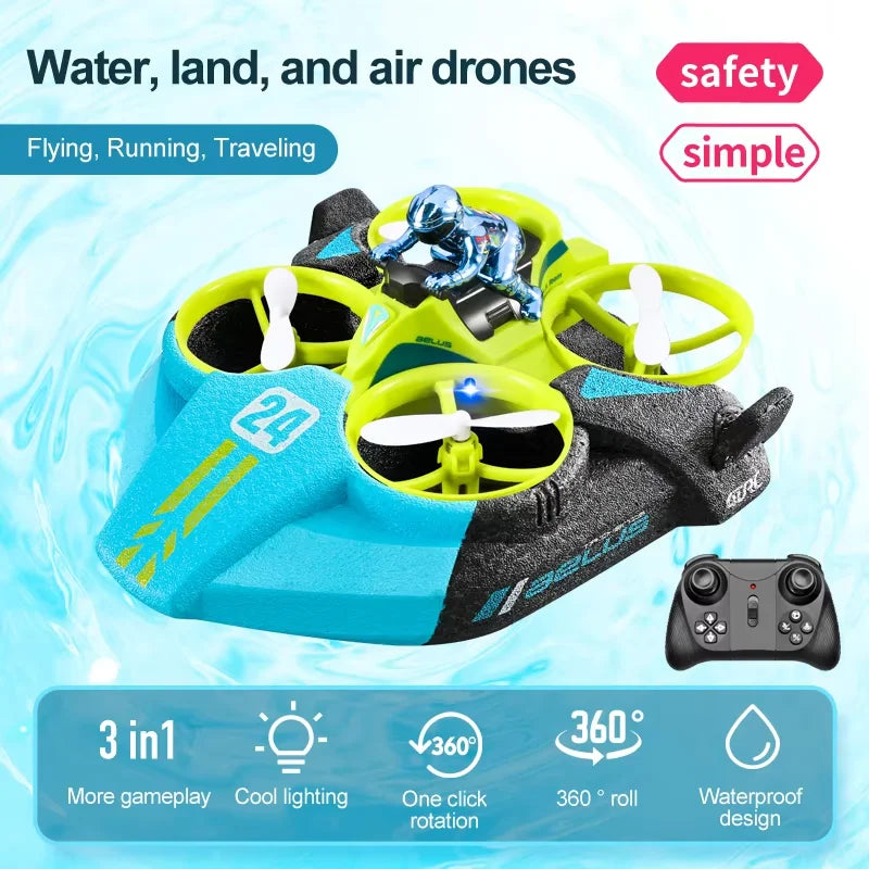 Three-in-One Remote Control Aircraft, Helicopter, Boat, Drift Car