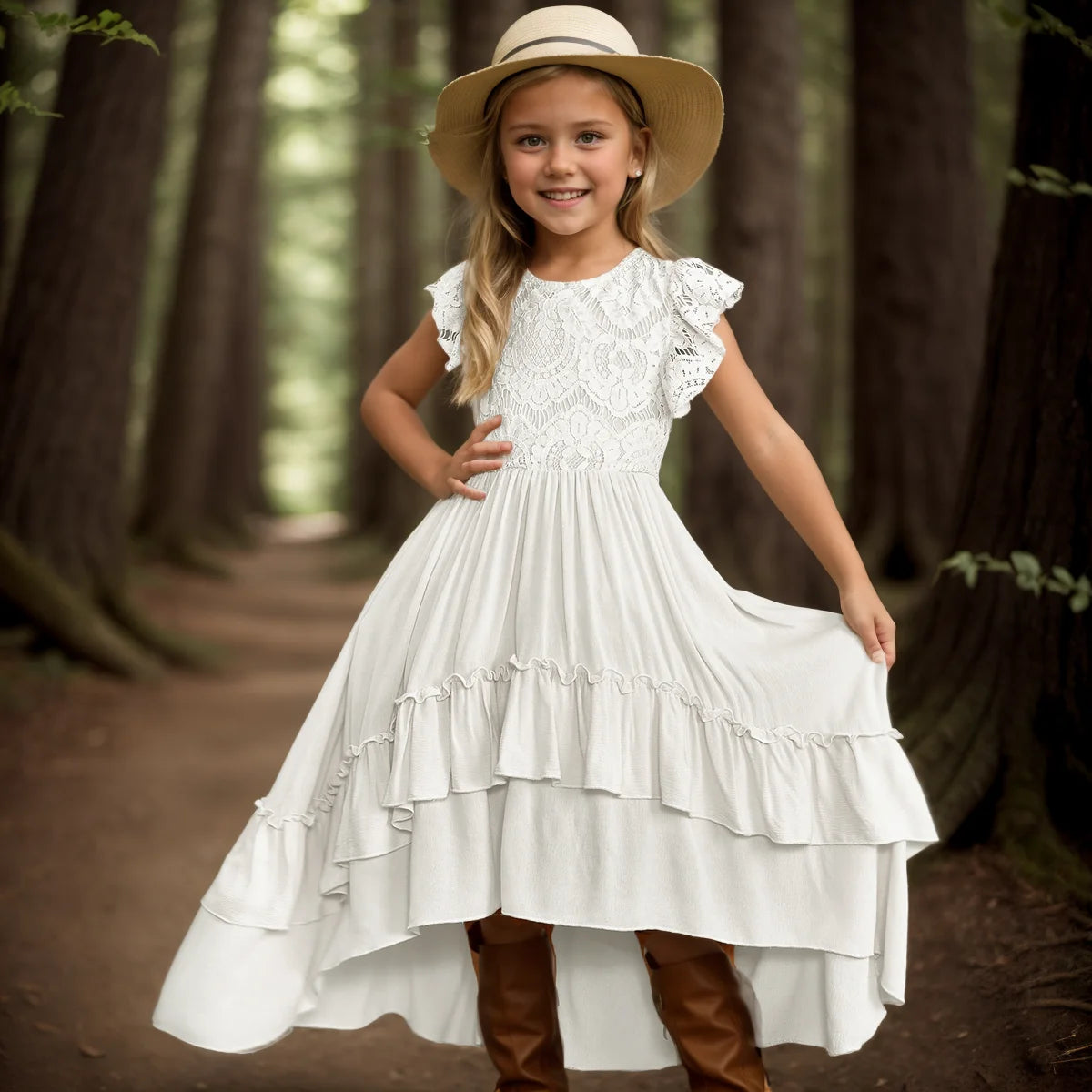 Flower Girls Dress Baby Kids Lace Dress Baby Kids Bohemia Elegant Princess Party