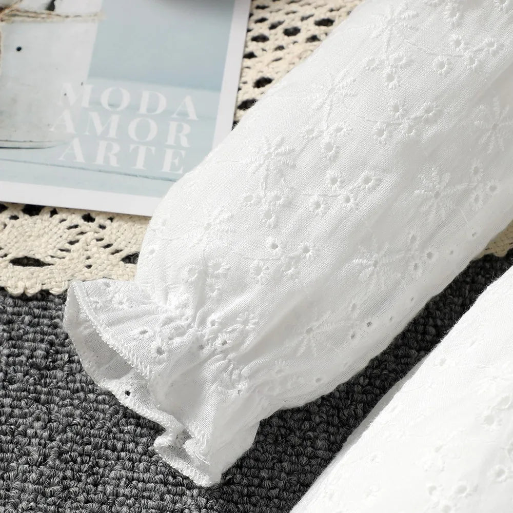 Autumn Baby Dresses Long Sleeved White  Wedding Flower Dress
