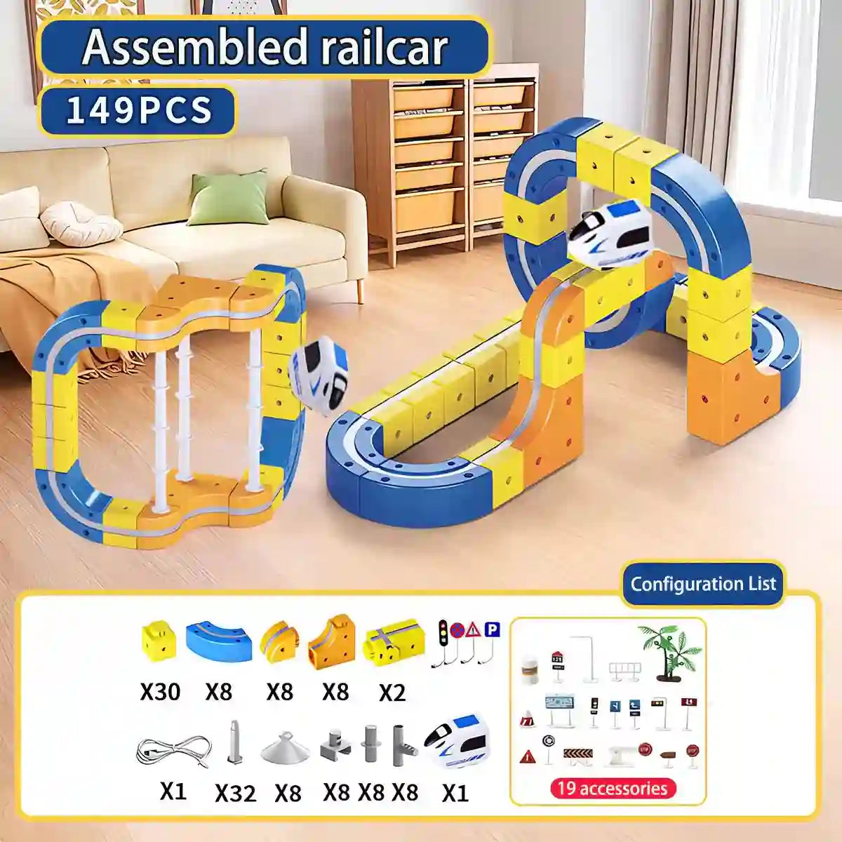 DIY Electric Magnetic Track Set With High-Speed Rail Vehicles (1-100+pieces)