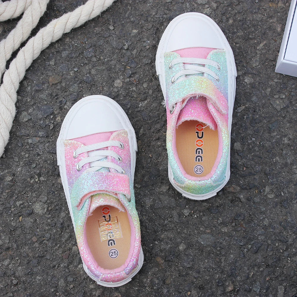 9058 Fashionable and Trendy Boy and Girl Board Shoes, Children's Shoes with Velcro, Breathable and Lightweight Walking Shoes