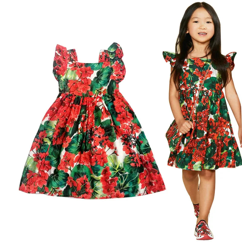 Kids Party Dresses For Girls Printed Evening Princess Girls Dresses