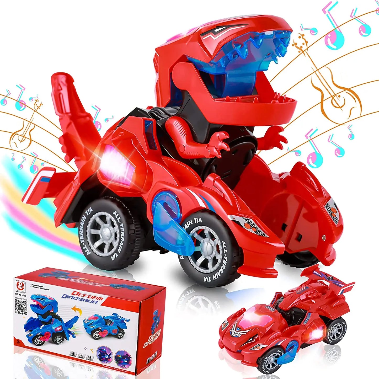 Transforming Dinosaur Car Toy for Kids 4-6 Years