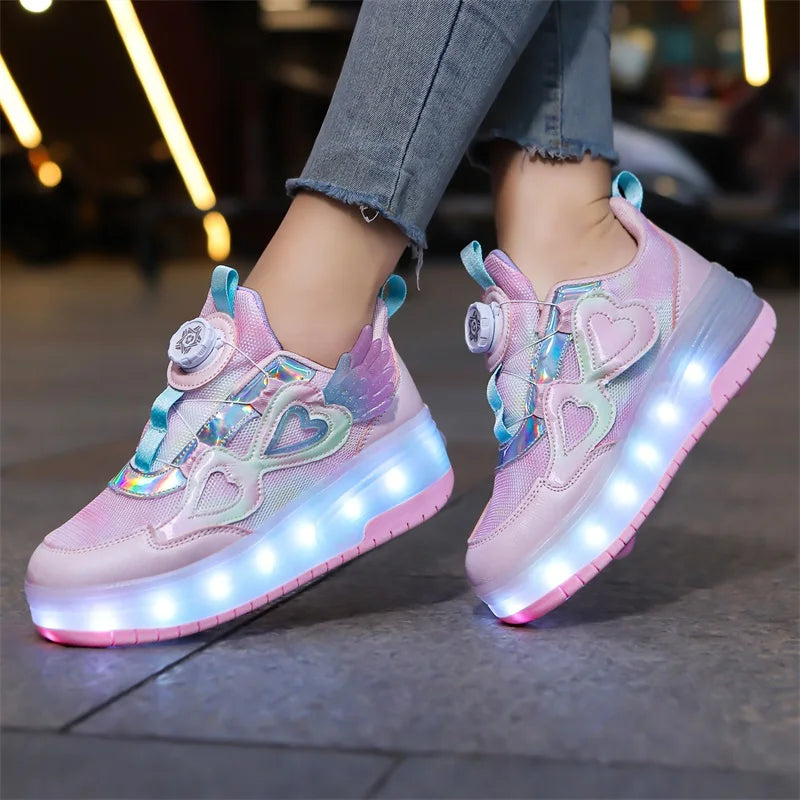 Walking shoes Girls shoes will shine skates New outdoor running pulley
