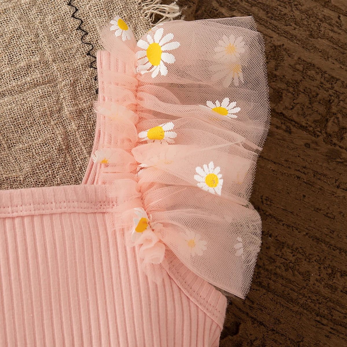 Baby Girl Dress Fashion Daisy Print Mesh Princess Dress Soft Comfortable Baby Outing Dress