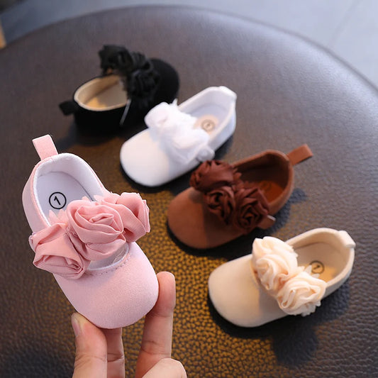 Baby Girls Fashion Lace Lace Solid Color Princess Shoes Comfortable Soft Sole Non-Slip Toddler Shoes