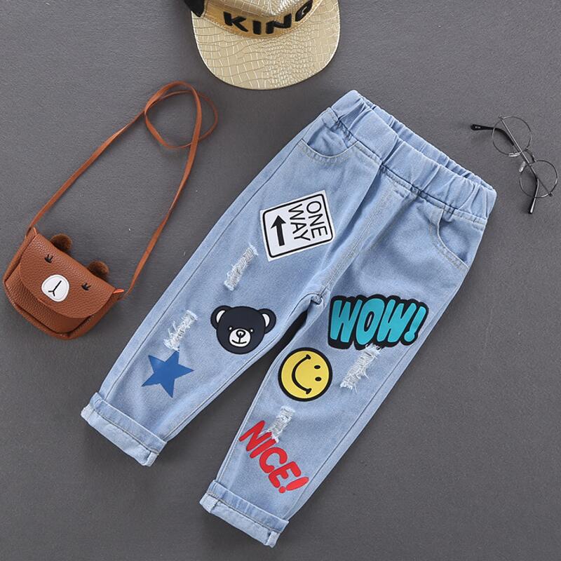 Roswil Children Clothes Cartoon Print Kids Cotton Casual Trousers