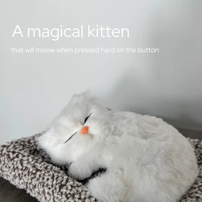 Interactive Meowing Kitten Plush with Press-to-Meow Sound, Realistic Cat