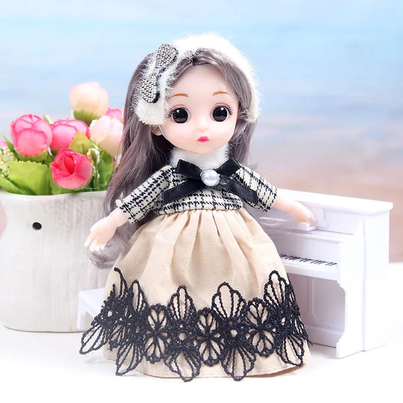 17CM Movable Joint Doll Girl Dress Up Dollhouse Makeup DIY Toys Cute Safety Baby 3D Doll Babies Toddler Princess Beautiful Gift