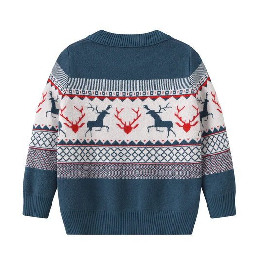 Xavier Warm Elk Printed Knitted Girls Sweater