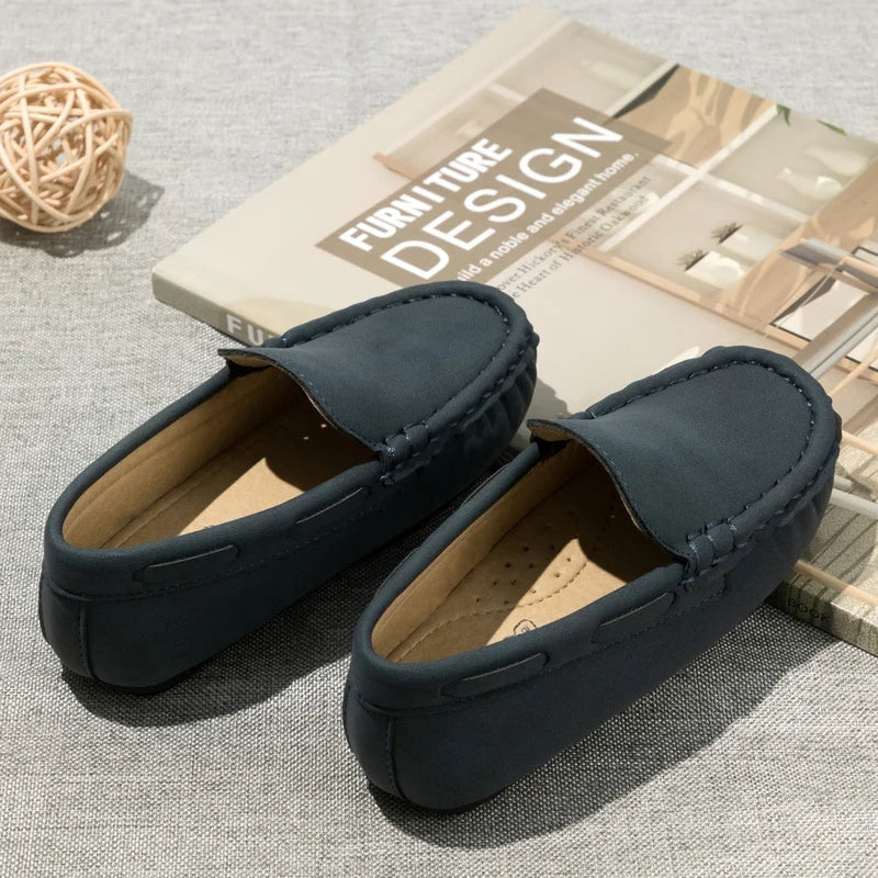 Spring Summer Kids Shoes Boy Girl Casual Shoes Breathable Brown Rubber Sole Children's Boys Girls Flat Leather Shoes Moccasins