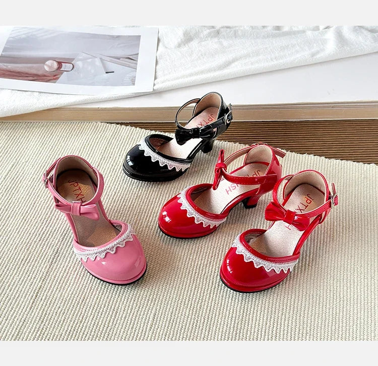 New Leather Shoes Fashion Versatile Comfort Girl Shoe Princess Exquisite Casual High-heeled Sandals Performance Classic Kid Shoe