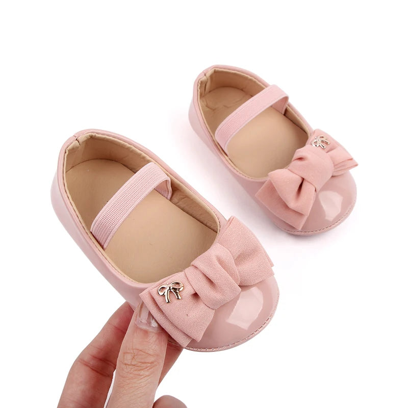 Baby Girl Shoes Cute Bowknot Toe-covered Soft PU Mary Jane Shoes Anti-slip Sole Spring Summer Sandal for 0-6-12m Baby Girl 2023