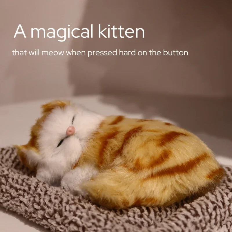 Interactive Meowing Kitten Plush with Press-to-Meow Sound, Realistic Cat
