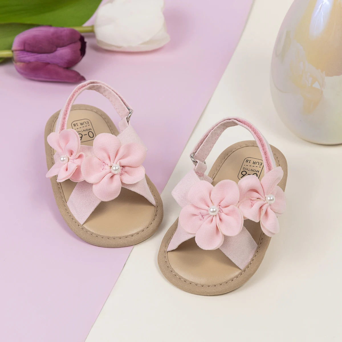 2025 New Baby Girls Shoes Flowers With Pearls Summer Cool Princess Sandals