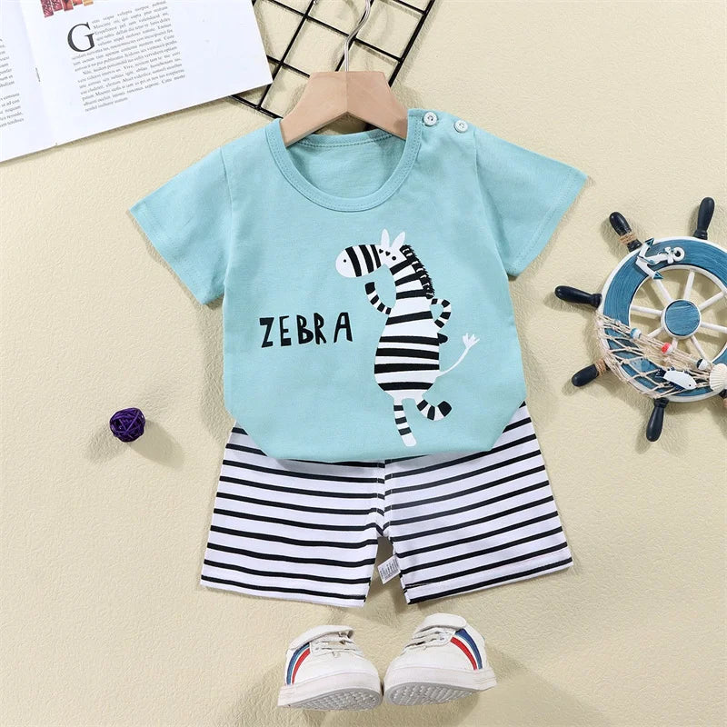 Cotton Tees and Shorts Set for Boys - Cartoon Design