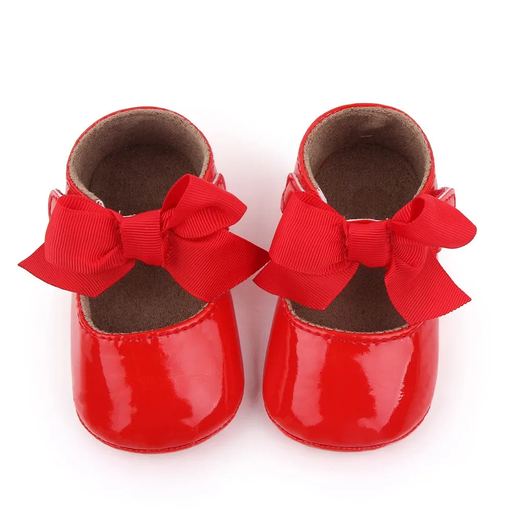PU Princess Baby Girl Shoes for Newborn for Birth Big Bow Wedding first Walker PU Leather Toddler Girl Shoes 1 Year