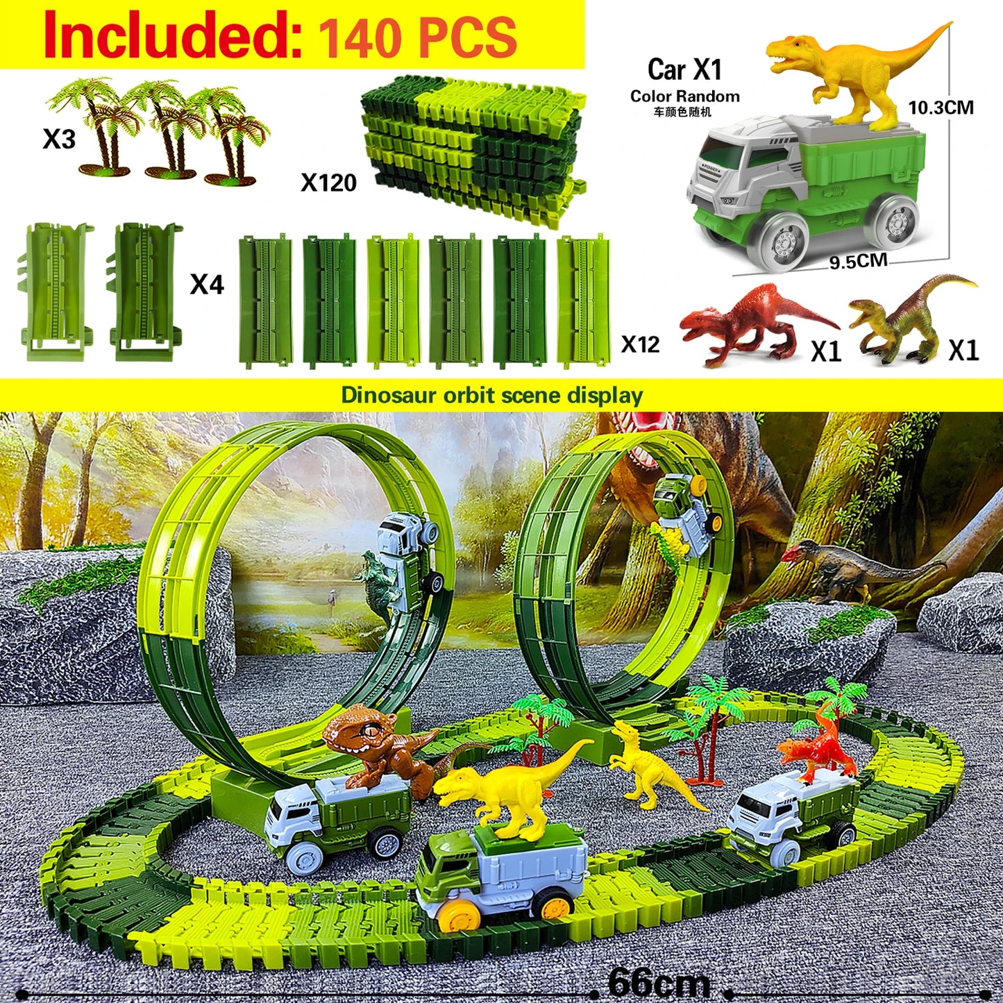 Magic Climbing Track Train Dinosaur World Road Race Flexible Track car