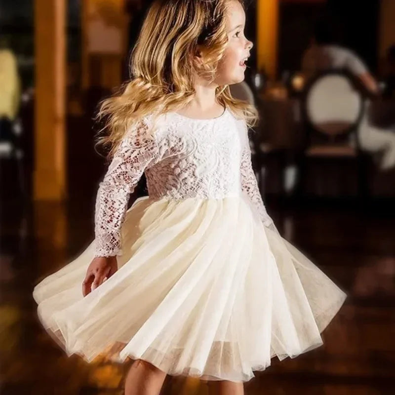 Elegant Festival Dress Lace Vacation Dress for Girls 6m To 12 Years Old