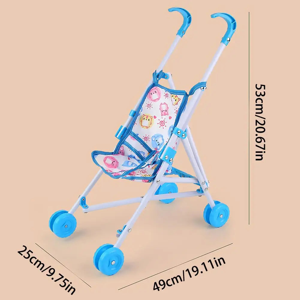 Trendy Interactive Dolls Pram Play Toys Plastic Doll Handcart Stable Baby Stroller for Boys Girls Babies