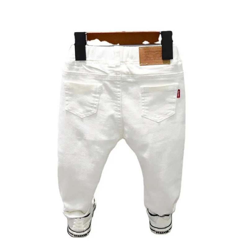 Álex Clothing Pure White/Black Students Contest Straight Jeans Baby