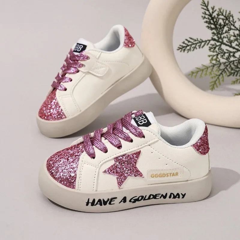 Fashionable Girls Sneakers Parent-child Summer Sports Shoes Student Casual Non-slip Shoes Children's Trendy Star Sequined Shoes