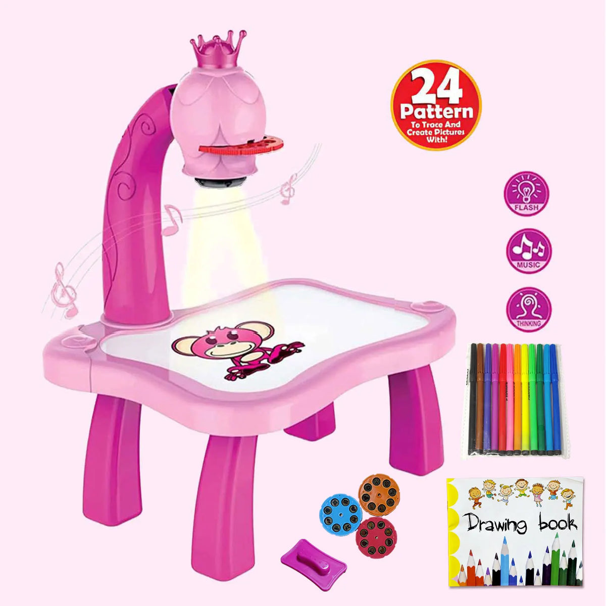 Drawing Projector for Kids, Mini Multi-Functional Writing Board Learning Drawing Educational Toys, Ideal Toy for 3+ Girls & Boys