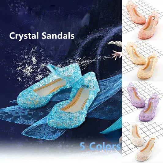 Elsa Princess Crystal Shoes for Girls 2024 New Fashion Kids