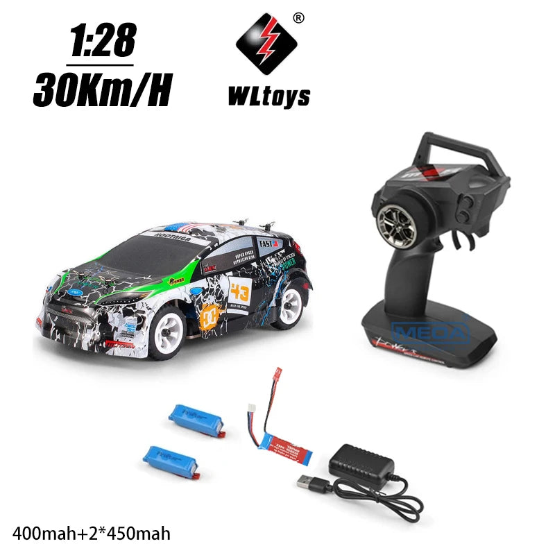 Wltoys 284010 30Km/H Mosquito RC Car 2.4GHz Off-Road RTR Rally Drift Car 4WD 1/28 V2/LCD/V8 Remote Control High Speed Racing