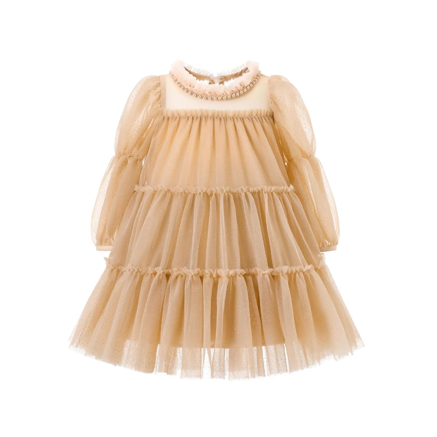 Girl Princess Dress 3 4 5 6 7years Round Collar Long Sleeves Baby Party Dress