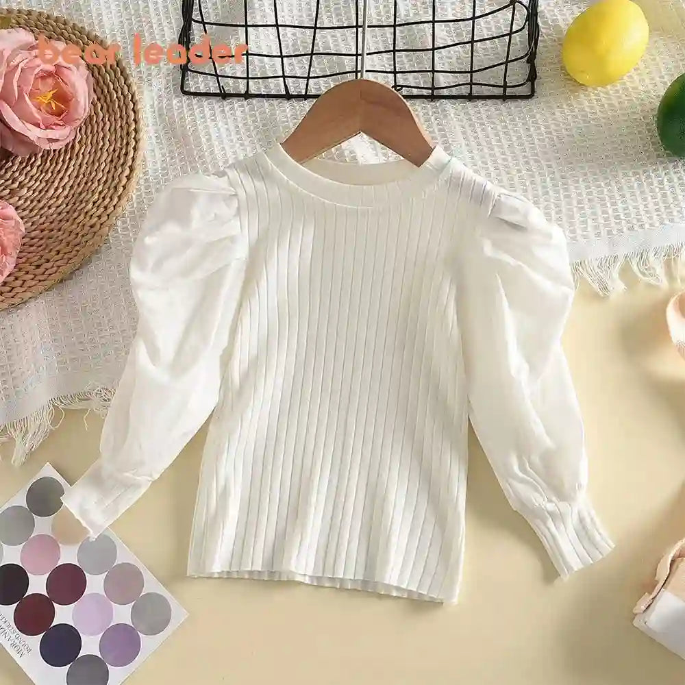 Isabella Bear Leader Puff Long Sleeve Tops
