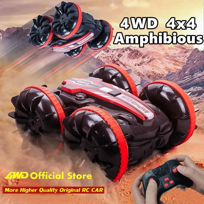 Amphibious RC Car Remote Control Stunt Car 4WD Drift Racing Off Road Waterproof 360° Rotation Stunt Crawler Vehicle Gift Boy Kid
