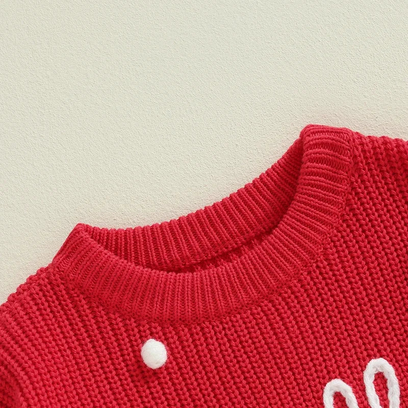 Martin Letter Embroidery Knit Pullover Sweater