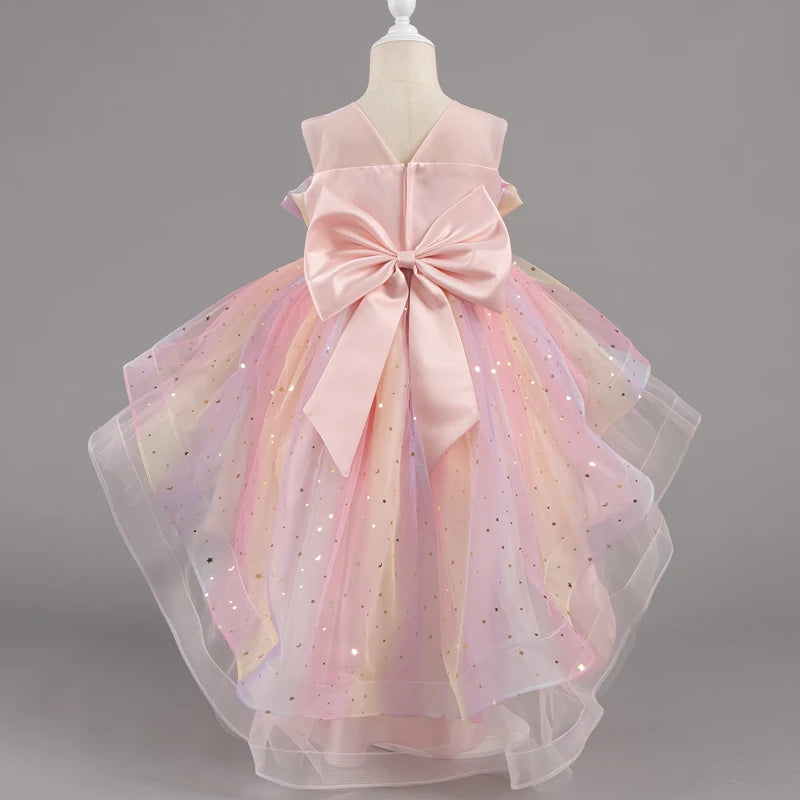 Girls Princess Dresses Tailing Flower Sleeveless Kids Wedding Dresses