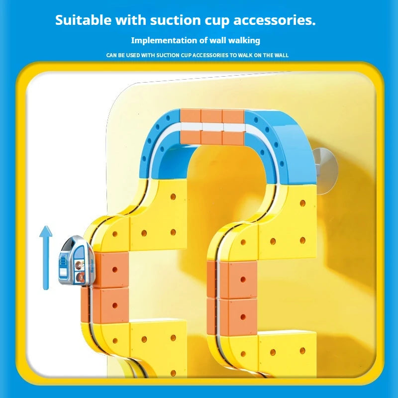 Children'S Puzzle Electric Magnetic Track Set With Anti-Gravity Vehicles