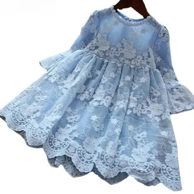 Girls Dress Embroidery Princess Party Autumn Spring Kids Children Clothes