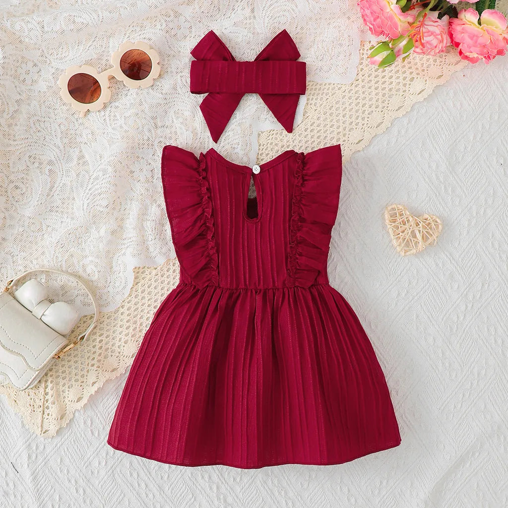 Ava Baby Girl Summer Dress for Toddlers with Headbow