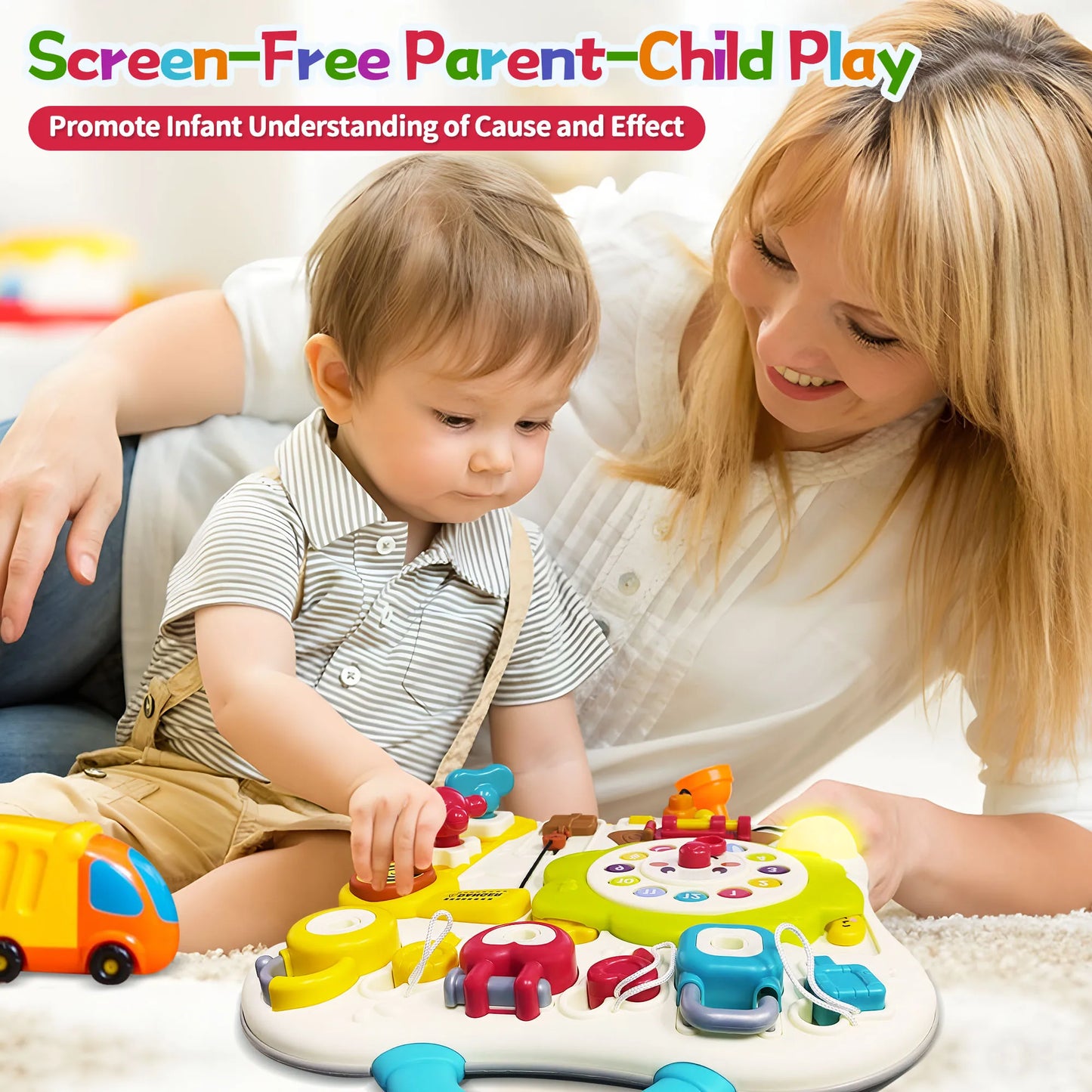 Montessori Busy Board Sensory Toys for Toddlers 1-3 Activity Music & LED Light Up Montessori Toys for 2+ Year OldTravel Toys for 2 Year Old Boys Girls